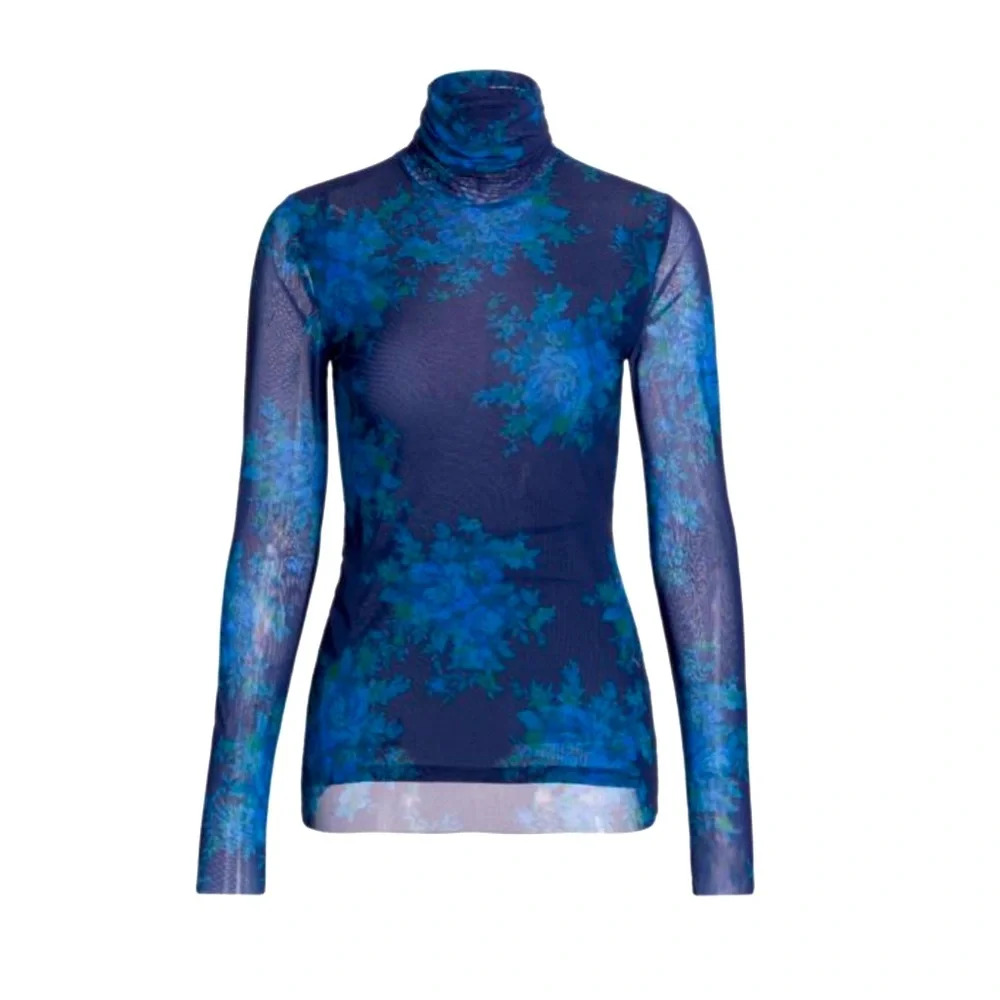 NWT GANNI Floral Mesh Turtleneck. Size 40/8.